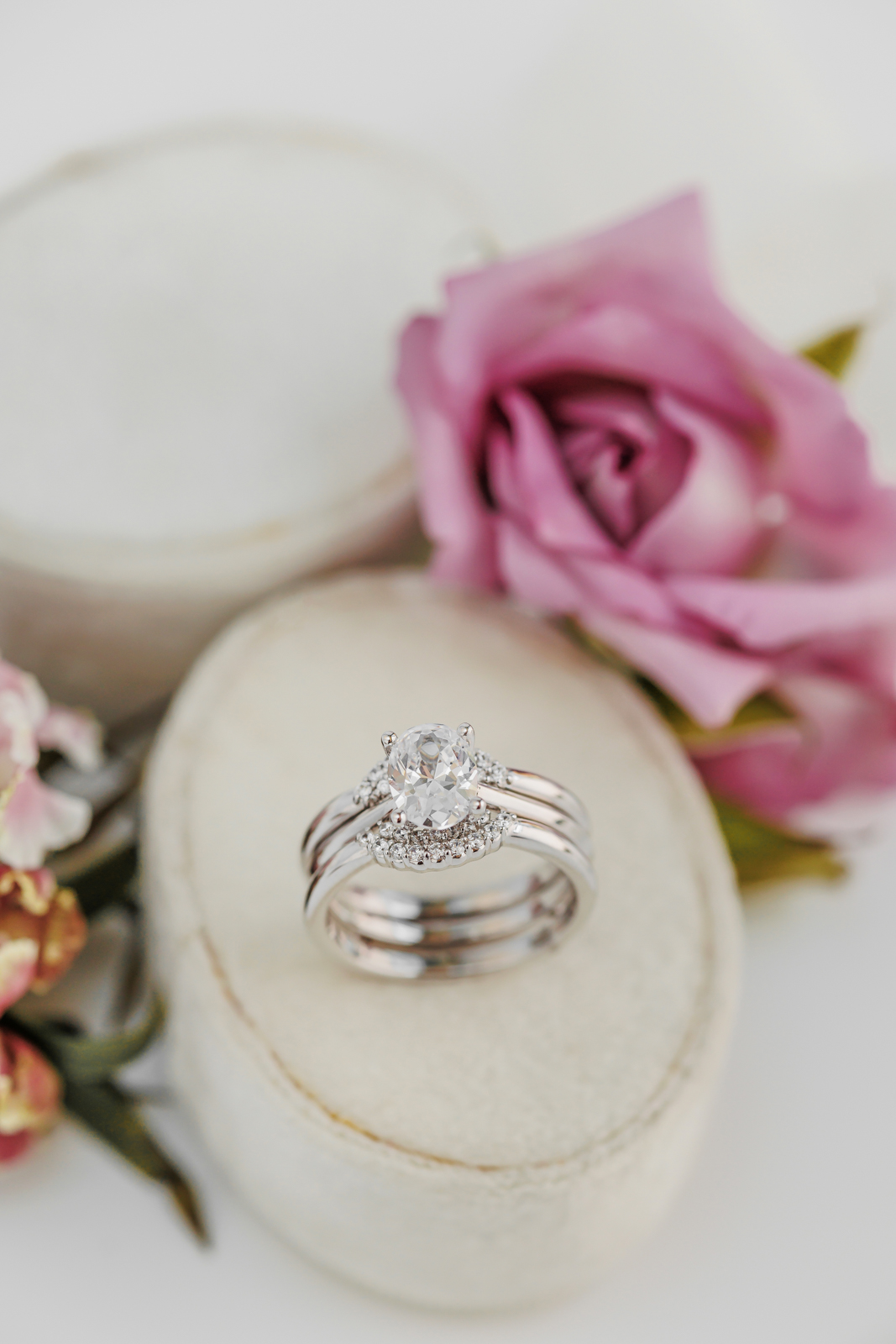 Knife-Edge Cathedral Solitaire Ring With Oval-Cut Center Stone