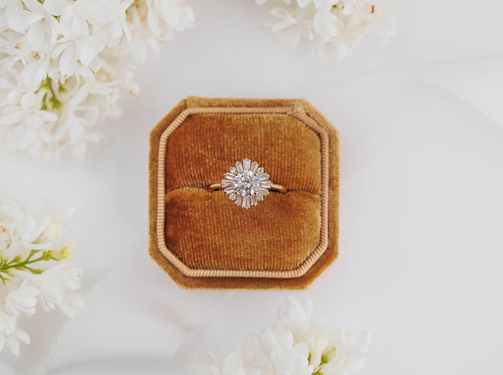 Halo Ring With Brilliant Center Stone In Yellow Gold