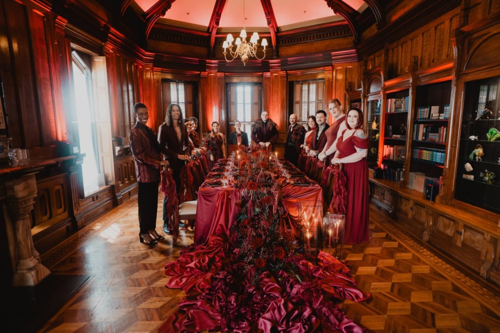 Monochromatic Burgundy, Avant Garde Wedding Inspiration at the Historic 'Le Chateau'