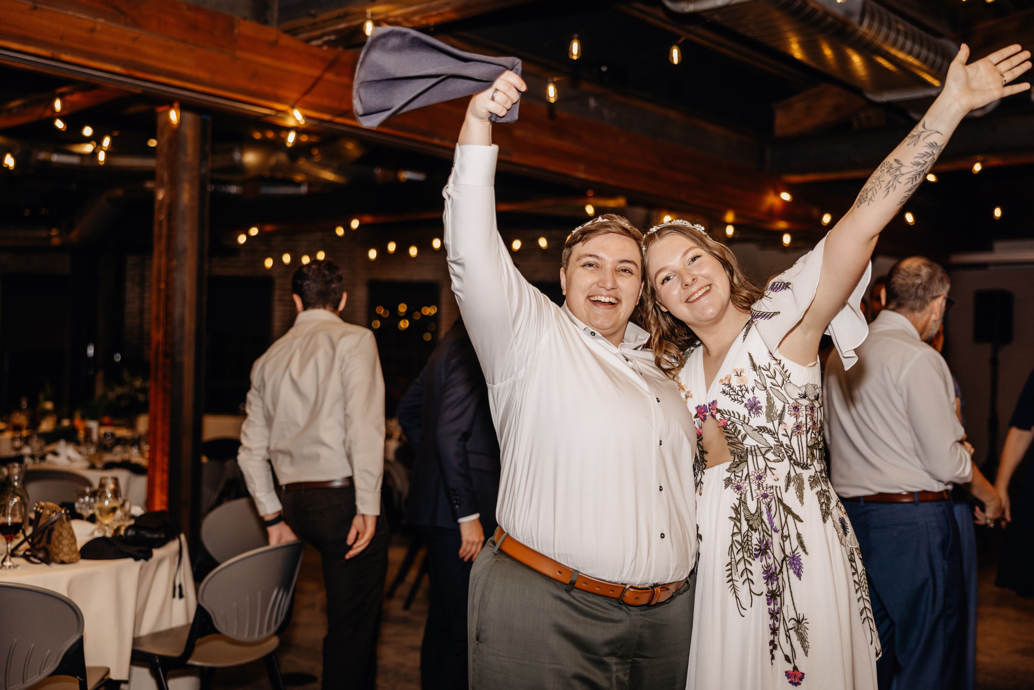 Sam & Janine celebrate on the dance floor