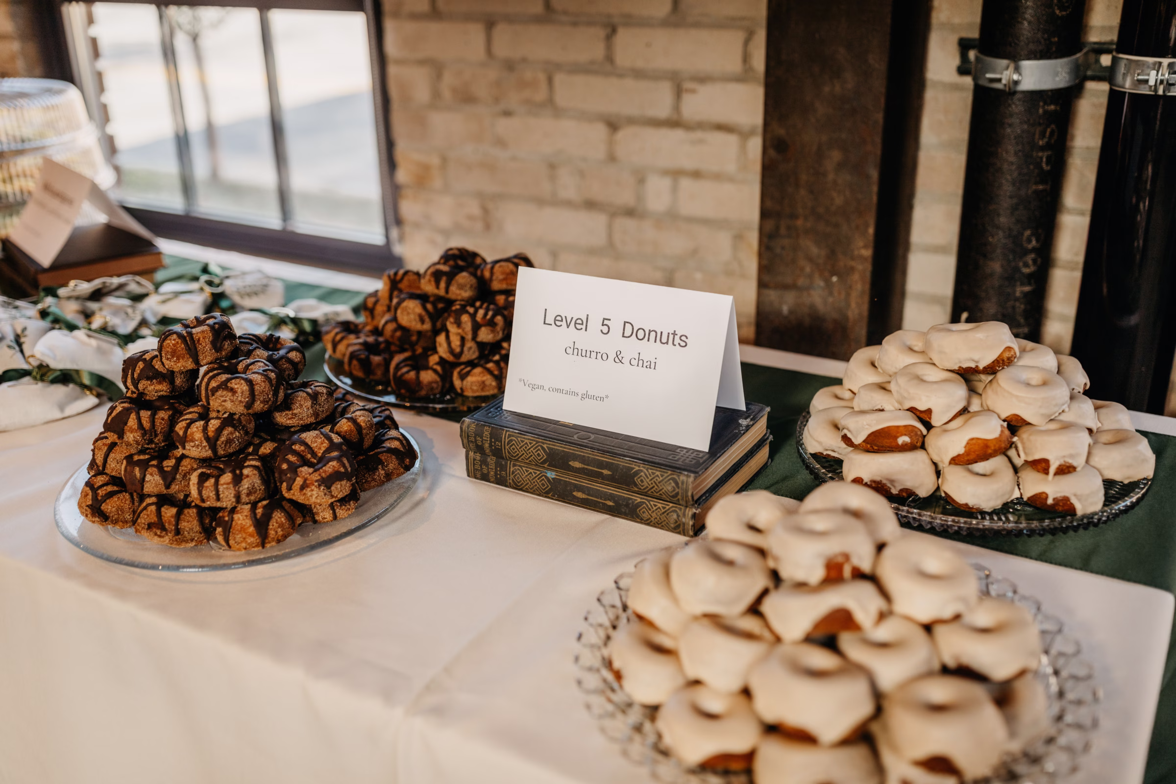 vegan donuts, in churro & chai flavors, from Level 5 Donuts