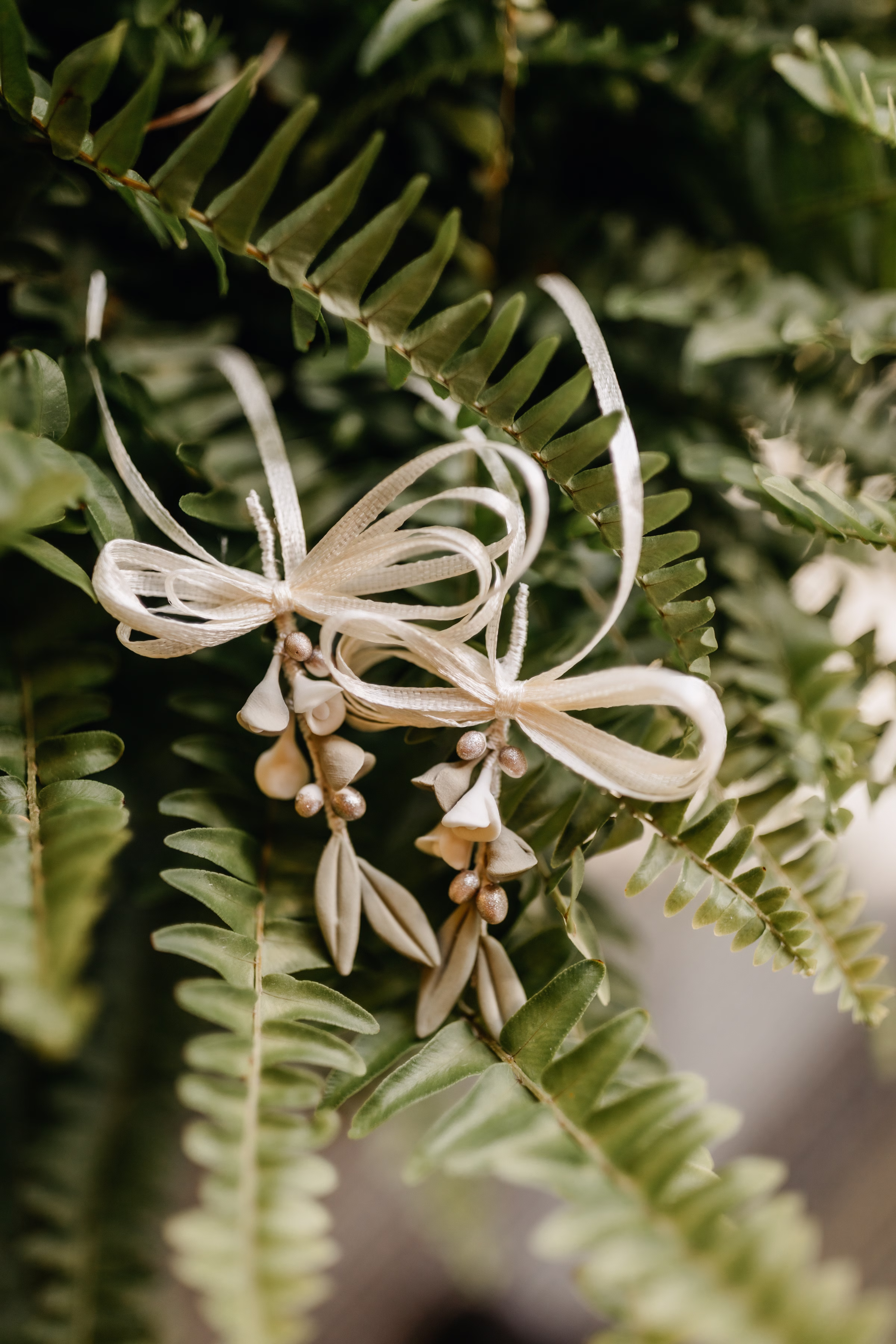 a close up photo of wedding details