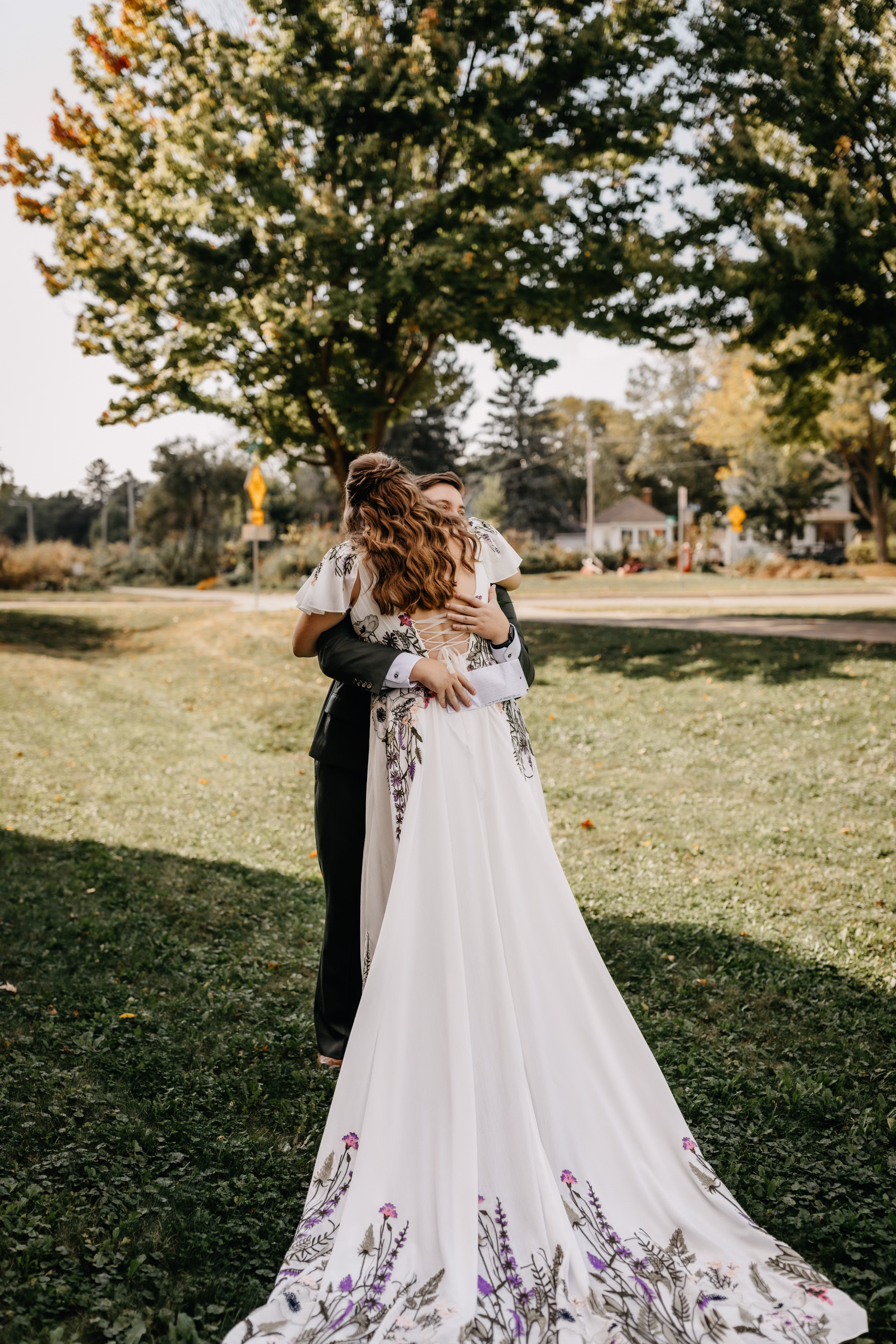 the couple embraces during their first look