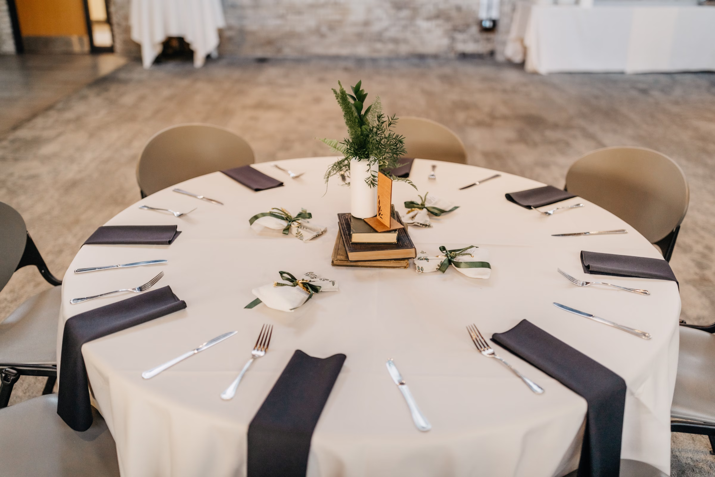 wedding reception tables at Goodman Community Center in Madison, Wisconsin
