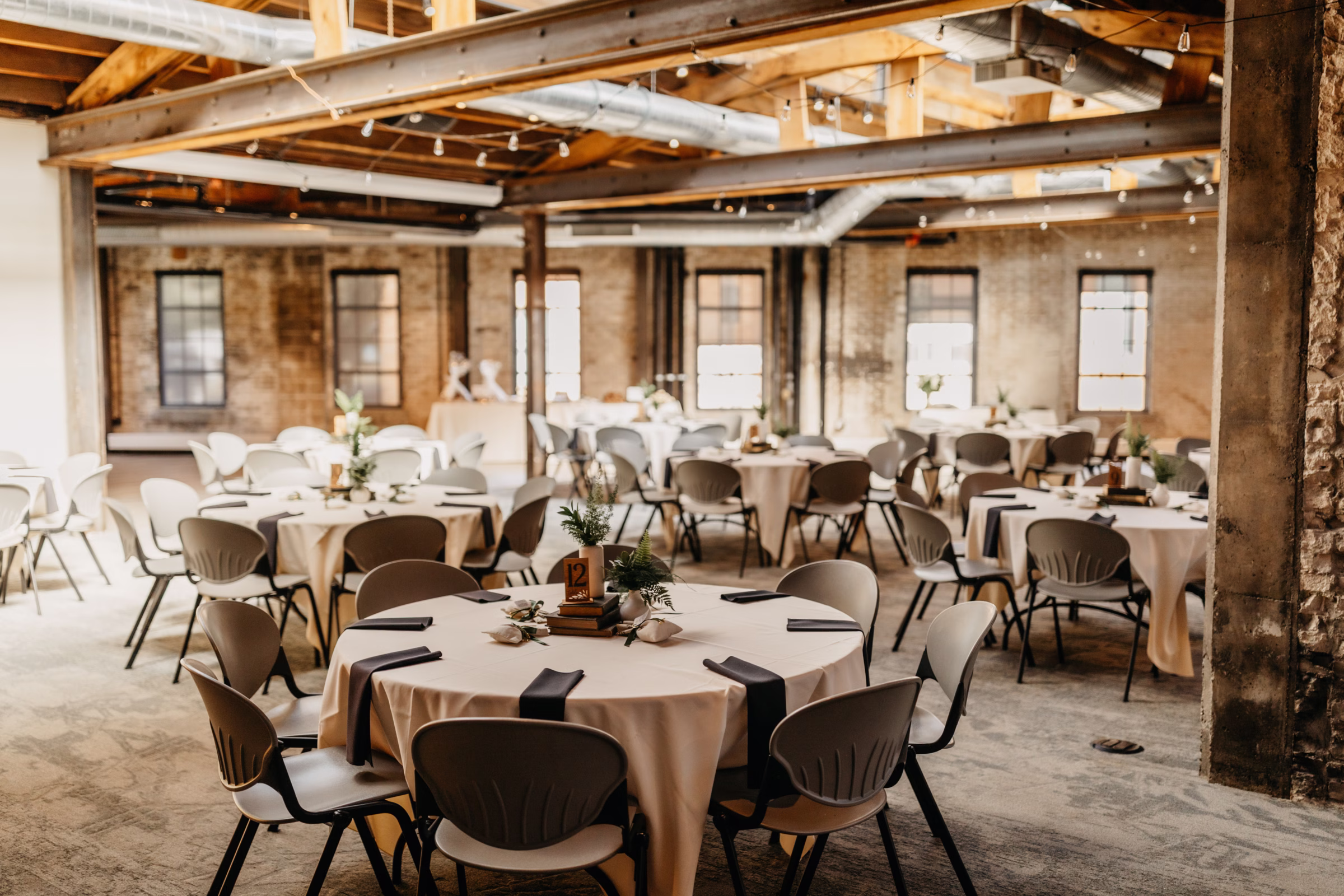 wedding reception tables at Goodman Community Center in Madison, Wisconsin