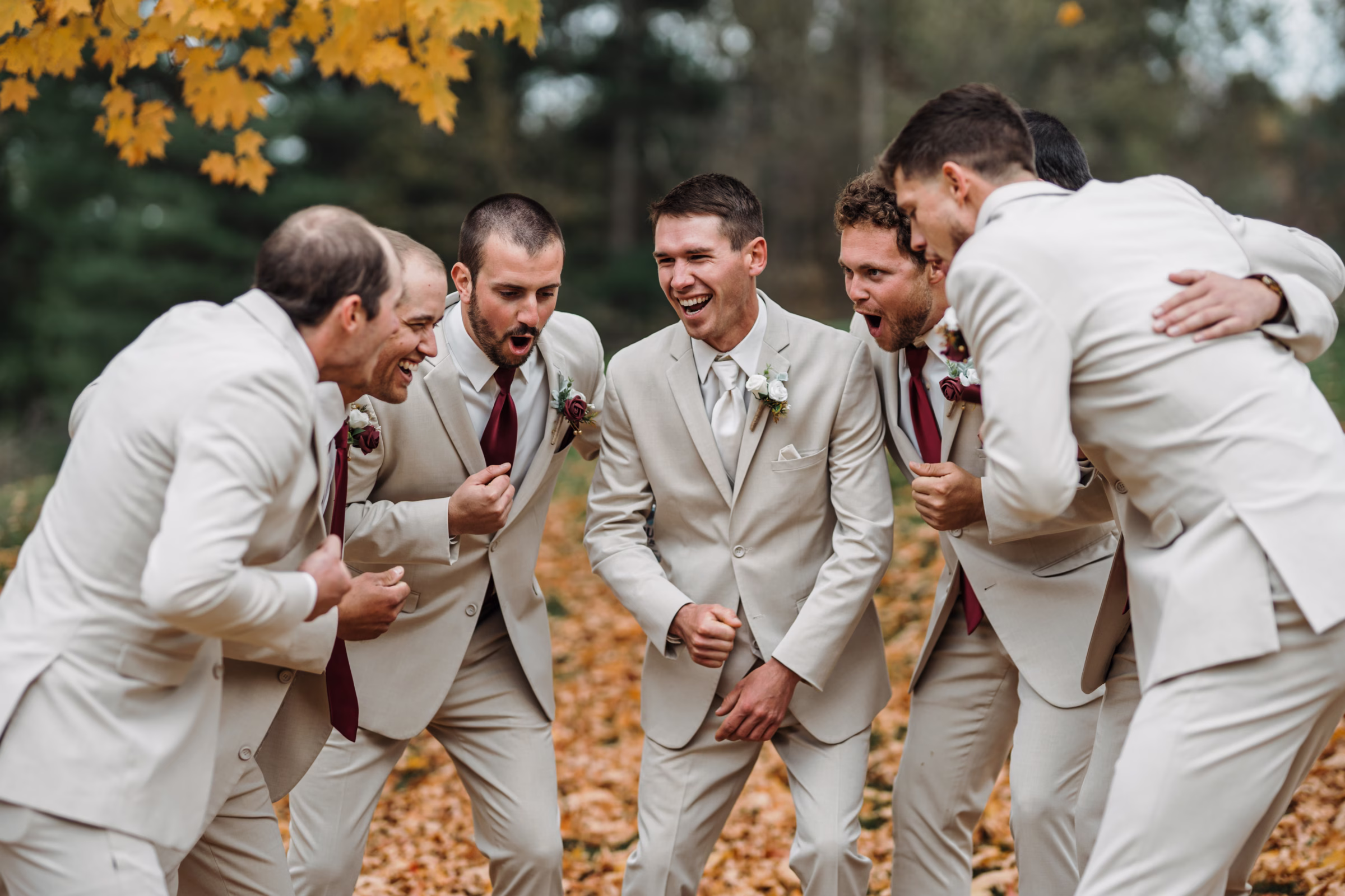 scenic fall wedding winnebago springs minnesota groomsmen 4930 - An Elegant Fall Wedding at Winnebago Springs | Emma & Tyler scenic fall wedding winnebago springs minnesota groomsmen 4930